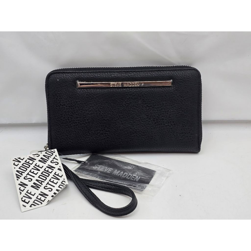 Women's Steve Madden Black Zip Around Wallet - Picture 2 of 12